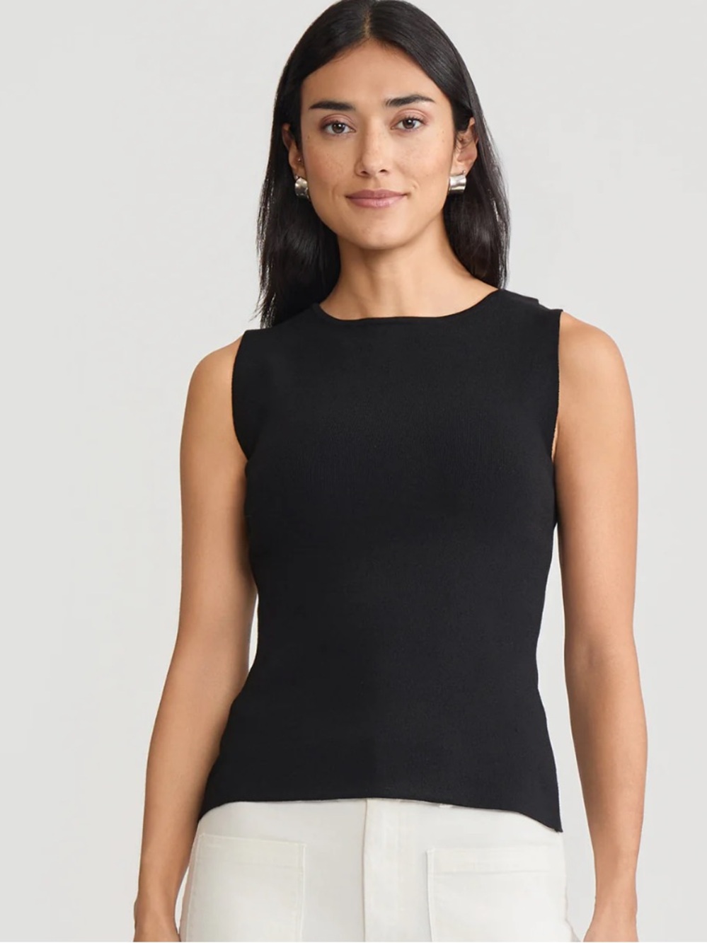 Ming Wang Solid Black Sleeveless Knit Shell Tank